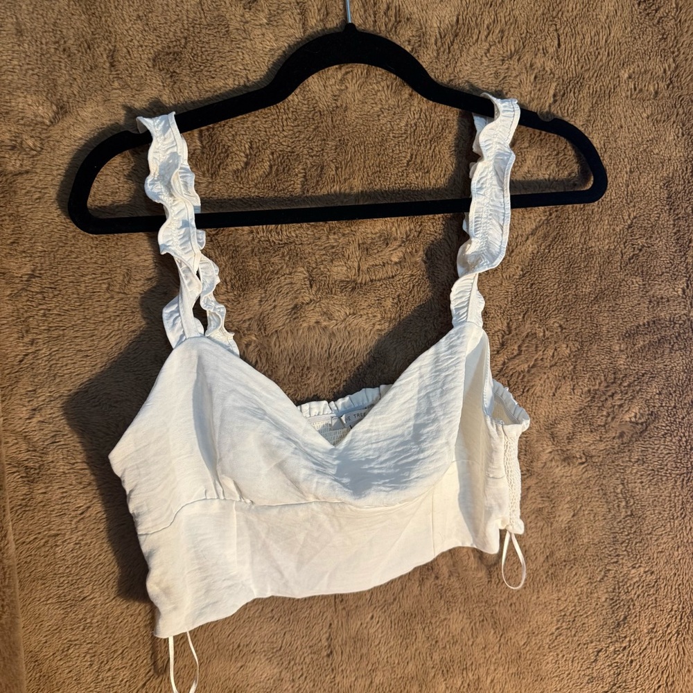 White Ruffled Crop Top